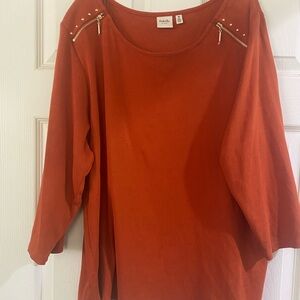 Orange Women's Top with Studded Details